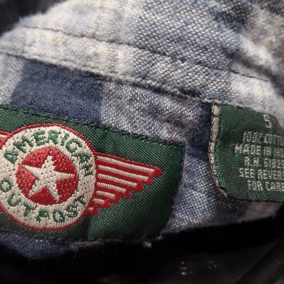 American Outpost Men's Blue-Check Flannel Button-Up Long-Sleeve Shirt, Size S - Picture 2 of 2